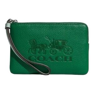 Coach Forest Green Leather Wristlet